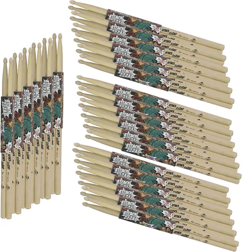 Miniatura 10 de GRIFFIN Attack Zzzap - 4 pares de palos de madera de arce selecta de élite tamaño 5A – Equilibrado, nivelado y recto – Drummers Percussion Classic