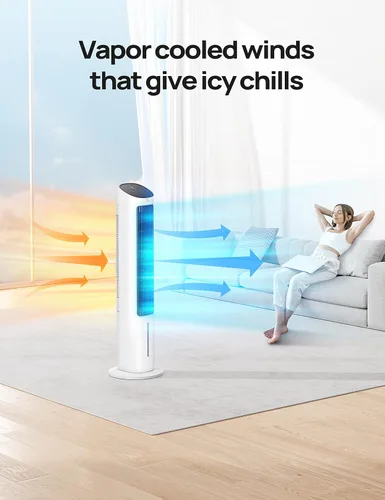 Miniatura 3 de DREO Enfriador de aire evaporativo, ventilador de enfriamiento sin aspas de 40 pulgadas para dormitorio, ventiladores oscilantes de 80° que soplan