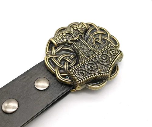 Miniatura 3 de YOQUCOL Hebilla de cinturón de estilo vikingo de la vendimia hebilla de cinturón de cruz del nudo celta para los hombres