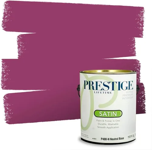 Miniatura 50 de Prestige Paints E100-T-SW6591 Pintura exterior e imprimación en uno, 1 galón, plano, combinación comparable de Sherwin Williams Amaryllis, 1 galón