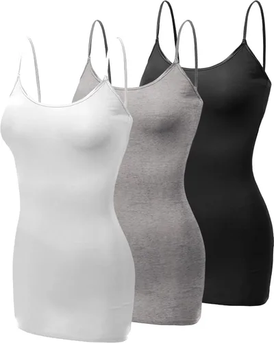 Miniatura 341 de Emmalise Camisola larga casual básica para mujer, con tirantes ajustables, top en capas
