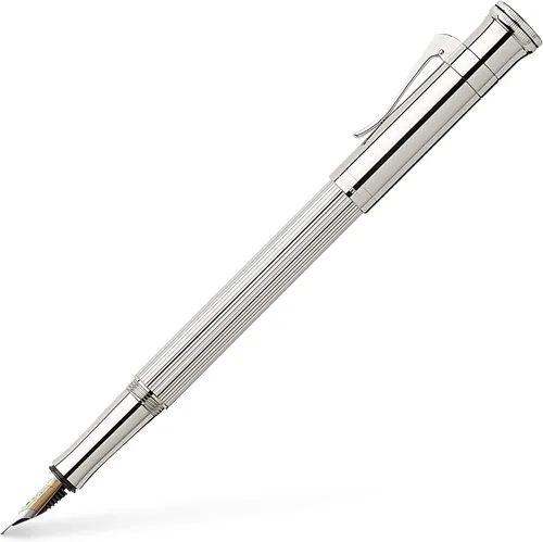 Miniatura 6 de Graf von Faber-Castell Pluma estilográfica mediana clásica plateada platino - Ébano