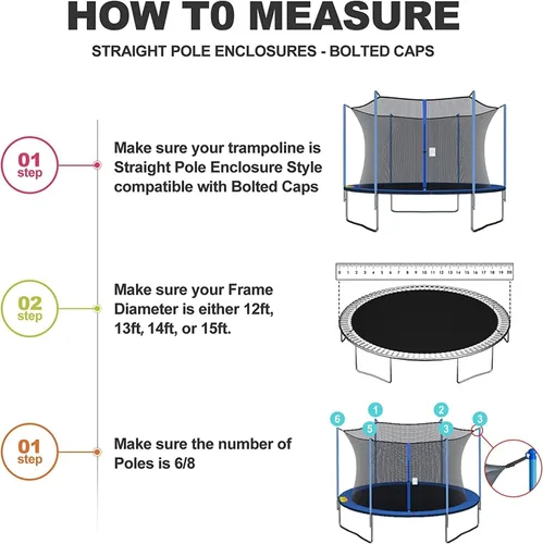 Miniatura 5 de Cliselda Trampoline Replacement Safety Net for 6 Straight Poles Round Frame Trampolines, Breathable and Weather-Resistant, with Adjustable Straps