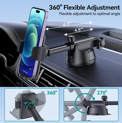 Miniatura 3 de DOLYOFG Soporte de Teléfono para Coche, [Succión de Grado Militar y Base Super Resistente] Montura Universal para Teléfono de 3 en 1