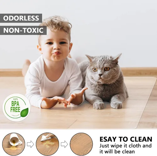 Miniatura 5 de Amyracel Tapete para silla de oficina para suelo de madera dura, tapete de escritorio para suelos de madera, tapete transparente para silla de Claro