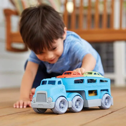 Miniatura 2 de Green Toys, set de juguete, transportador de vehículos, azul