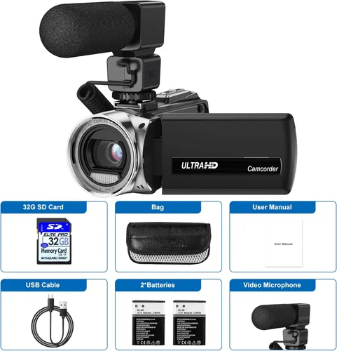 Miniatura 8 de Videocámara FHD 1080P 36MP YouTube Vlogging Cámara Grabadora Pantalla de 3.0 Pulgadas con Rotación de 270 Grados Videocámaras con Zoom Digital 18X