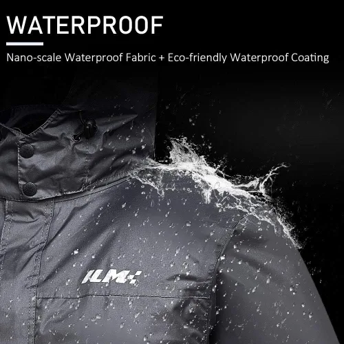 Miniatura 2 de ILM traje de lluvia para motocicleta, impermeable, 6 bolsillos, 2 piezas, chaqueta y pantalones, para hombre Gris-hombres