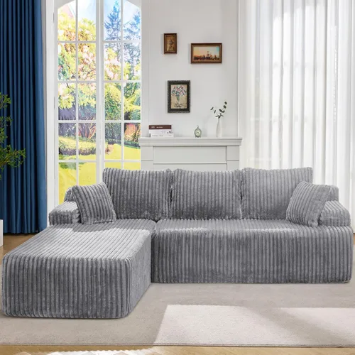 Miniatura 12 de Hobestluk Sofá modular modular sin hueso, sofá en forma de L, sofá modular de 3 asientos, sofá modular de espuma viscoelástica para muebles de sala