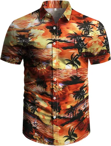 Miniatura 15 de RPOVIG Conjunto de playa a juego con camisas y pantalones cortos para hombre, ropa floral hawaiana para festival, conjuntos de 2 piezas con sombrero