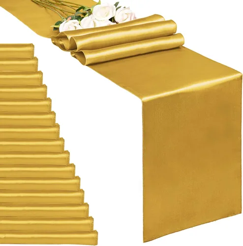 Miniatura 21 de Paquete de 10 caminos de mesa de satén azul marino de 12 x 108 pulgadas de largo para bodas, decoraciones para fiestas de cumpleaños, banquetes