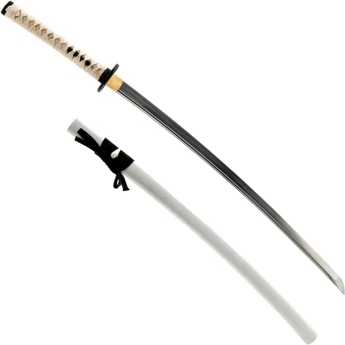 Miniatura 30 de HMS Samurai Katana Sword, Practical, Hand Forged, 1045 Carbon Steel, Heat Tempered/Clay Tempered, Full Tang, Sharp, Scabbard Blanco-dragón-951A
