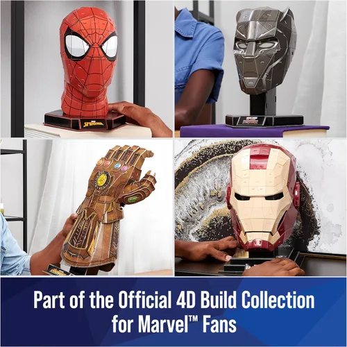 Miniatura 6 de 4D Build, Marvel Spider-Man - Kit de modelo de rompecabezas 3D con soporte, 82 piezas, decoración de escritorio de Spider-Man, juguetes