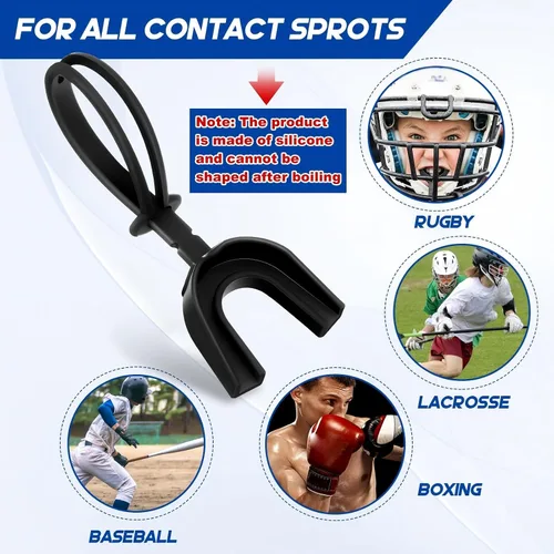 Miniatura 3 de Dunzy 100 protectores bucales de fútbol a granel, no hervir, con correa, suave y deportivo, para lacrosse, boxeo, baloncesto, hockey, lucha libre