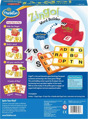 Miniatura 8 de ThinkFun 7706-T Zingo Word Builder Juego de Lectura Temprana - Juego Premiado para Prelectores y Lectores Tempranos