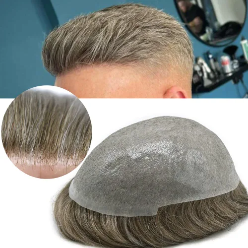 Miniatura 68 de Hombres Toupee Hair Thin Skin Men Human Hair Piece Men Toupee Cabello humano V-loop de aspecto natural Toupee Hombres Hairpiece Men Hair System