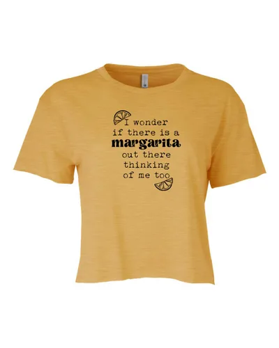 Miniatura 17 de I Wonder If Bourbon Thinks About Me Too, Cute Women's Screen Printed Crop Tee, Shirts With Sayings, Heather Gray or Gold (L, Gold)
