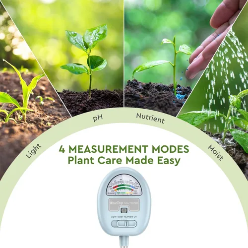 Miniatura 4 de Medidor de humedad del suelo 4 en 1, medidor de humedad para plantas, medidor de pH del suelo, probador de humedad, luz, nutrientes, pH, ideal