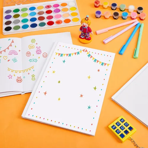 Miniatura 5 de Henoyso Libros de tapa dura en blanco para que los niños escriban historias, haz tu propio libro de manualidades sin forro, cuaderno