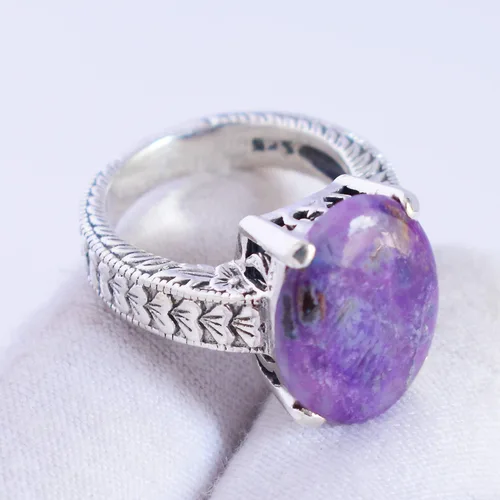 Miniatura 5 de Ravishing Impressions Precioso anillo de plata esterlina sólida de la piedra preciosa de Sugilite 925 joyería hecha a mano para las niñas