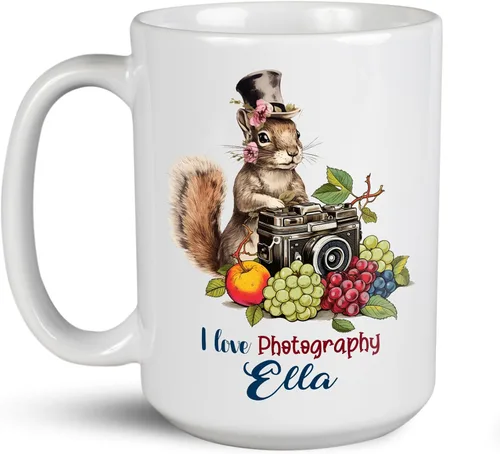 Miniatura 20 de Taza de café personalizada con nombre, taza de regalo personalizada para amantes de la fotografía, amigos, familia, taza de té blanca de 11 o 15