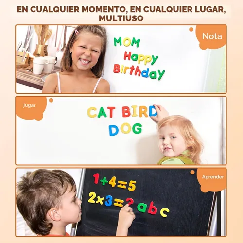 Miniatura 4 de JoyCat 78 piezas de letras magnéticas con números del alfabeto, imanes para nevera, ABC 123, aprendizaje educativo preescolar, juego de juguetes