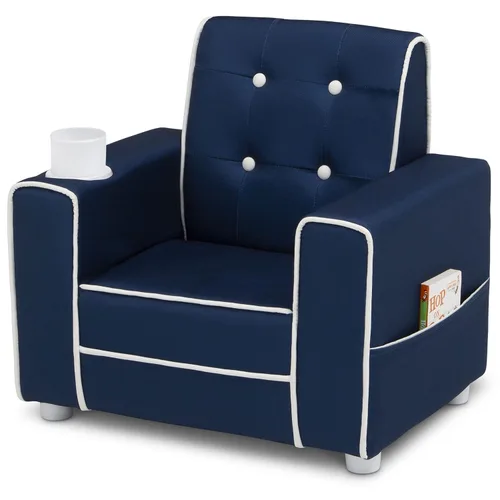Miniatura 5 de Delta Children - Silla tapizada para niños Chelsea con portavasos, azul marino