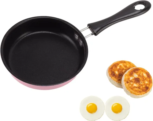 Cyrank Sartén para huevos de 4.7 pulgadas, sartén redonda antiadherente para tortilla con asa, pequeña sartén portátil para tortilla para el hogar,