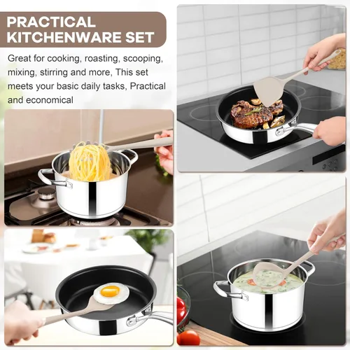 Miniatura 4 de TeamFar Juego de utensilios de cocina de silicona, 8 piezas, resistente al calor de 446 °F, espátula, cuchara, batidor, utensilios de cocina Caqui