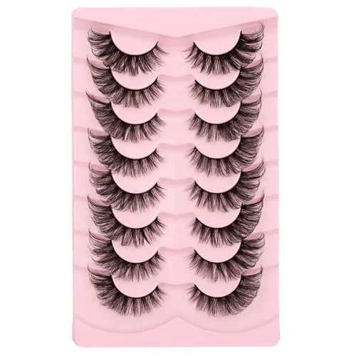 Miniatura 8 de Pestañas postizas marrones, pestañas naturales, ojo de gato, pestañas de banda transparente, pestañas esponjosas, paquete de 8 pares
