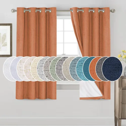 Miniatura 84 de Primitive - Cortinas opacas 100 % de lino texturizado natural para dormitorio, sala de estar, cortinas para ahorra energía, tela de arpillera