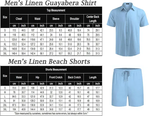 Miniatura 6 de COOFANDY Conjunto de 2 piezas de lino para hombre, camisa con botones y pantalones cortos