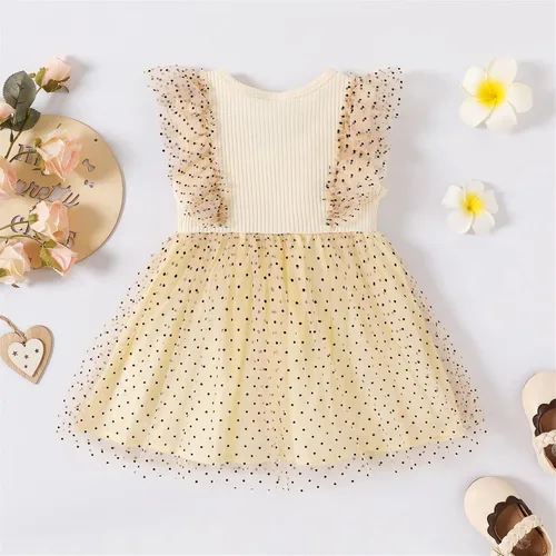 Miniatura 2 de Vestido de princesa 100 % algodón sin mangas tutú vestido de verano para niñas pequeñas, vestido de malla con volantes 3M-3Y