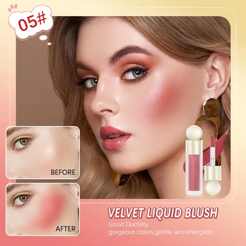 Miniatura 3 de Rubor líquido, maquillaje en crema líquida mate de doble uso para mejillas y labios, de larga duración, a prueba de manchas, rubor facial hidratante