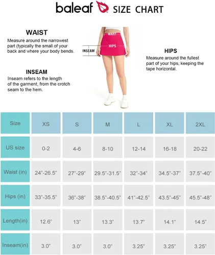 Miniatura 6 de BALEAF - Falda pantalón de verano para mujer, diseño de tiro alto, de 13pulgadas, con 4 bolsillos, para tenis, golf, correr o entrenar.