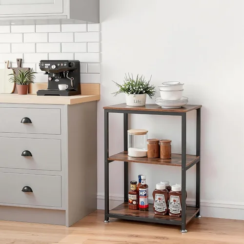 Miniatura 4 de VECELO Tall End Side Table,30" Height Nightstand with 3-Tier Storage Shelf for Living Room Bedroom Office Hallway Study