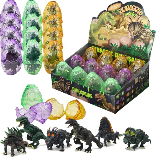 Liberty Imports Paquete de 12 figuras de monstruo de rompecabezas de dinosaurios en huevos para incubar huevos, figuras de acción de dinosaurios