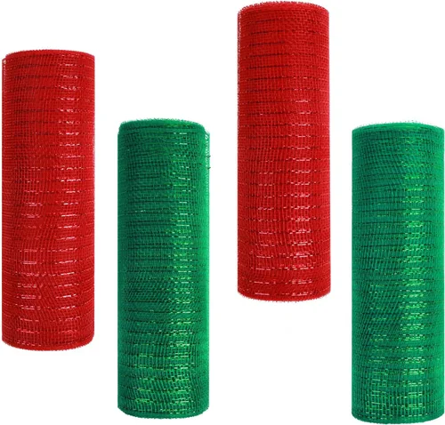 Miniatura 11 de 4 rollos de cinta de malla decorativa para decoración de coronas, 10 pulgadas x 30 pies, rollo de malla decorativa de San Valentín, suministros