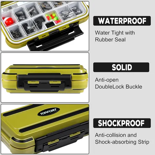Miniatura 5 de TOPFORT Kit de 187/343 piezas de accesorios de pesca, Caja de aparejos de pesca organizada con aparejos incluidos, anzuelos de pesca, pesas de Kit