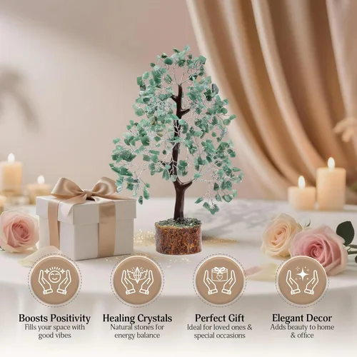 Miniatura 6 de FASHIONZAADI - Árbol de cristal de aventurina verde, cristales y piedras, árbol de gemas, decoración de piedras preciosas curativas y cristales