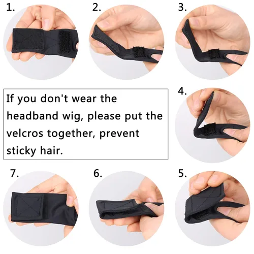 Miniatura 8 de G&T - Peluca de diadema sintética para mujer, color negro, lacio, sin pegamento, resistente al calor, aspecto natural para uso diario en fiestas
