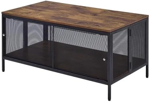 Miniatura 4 de Acme Winam - Mesa de centro rectangular de madera en roble antiguo y negro