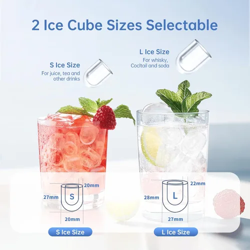 Miniatura 3 de WIE - Máquina de hacer hielo de sobremesa, 26 libras/24H portátil con asa, 9 cubos de hielo en 6 minutos, máquina de hielo compacta autolimpiante
