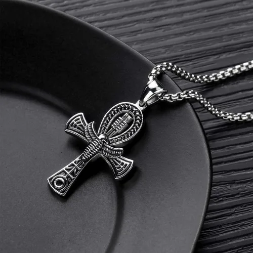 Miniatura 4 de Rehoboth Collar con colgante de cruz de Ankh copta egipcia antigua de acero inoxidable para niños mujeres y hombres cadena de 24 pulgadas