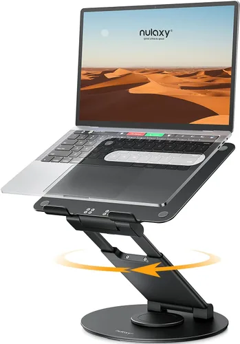 Miniatura 9 de Nulaxy Soporte telescópico giratorio de 360 grados para laptop, altura ajustable, diseño de extracción giratoria, elevador ergonómico para Gris-A