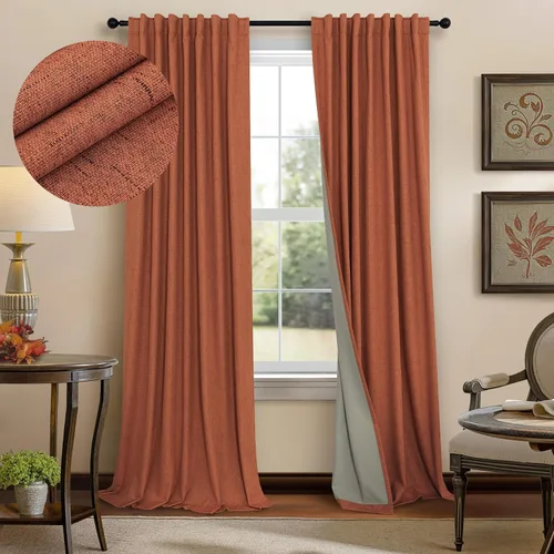 Miniatura 24 de Pitalk Cortinas cortas 100% opacas de lino para cafetería, 40 pulgadas de largo, 2 paneles, cortinas de puerta francesa para ventana, cortina