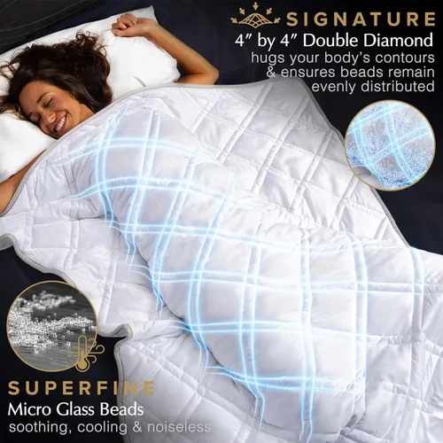 Miniatura 3 de Aricove Manta con peso refrescante, 15 libras, tamaño individual para adultos, manta pesada de lujo, viscosa de bambú suave y sedosa, 48 x 72 Blanco
