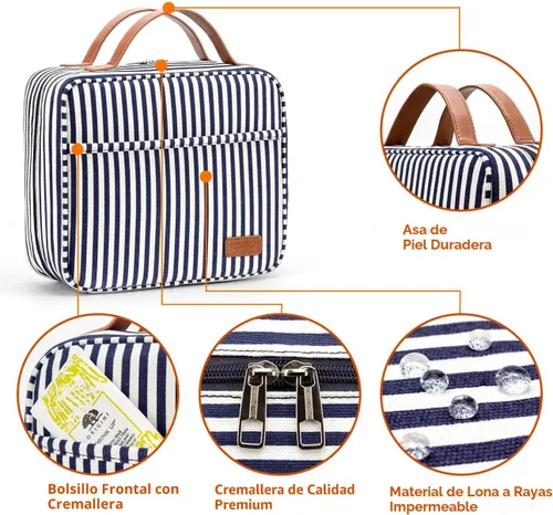 Miniatura 5 de Bosidu Neceser de viaje colgante, organizador de artículos de tocador de viaje de gran capacidad para mujeres con 4 compartimentos y 1 gancho