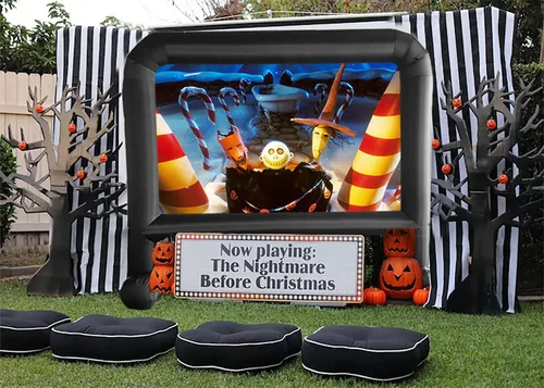 Miniatura 7 de HuaKastro Pantalla de proyector inflable de 14 pies, diseño de una sola pieza, pantalla de película inflable de fácil configuración con ventilador