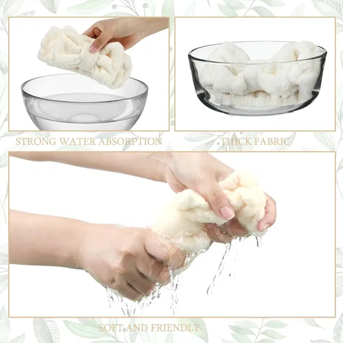 Miniatura 7 de Hicarer 3 piezas de diadema para el cabello para lavar la cara para mujeres, diadema de microfibra con moño para la ducha para mujeres y niñas blanco